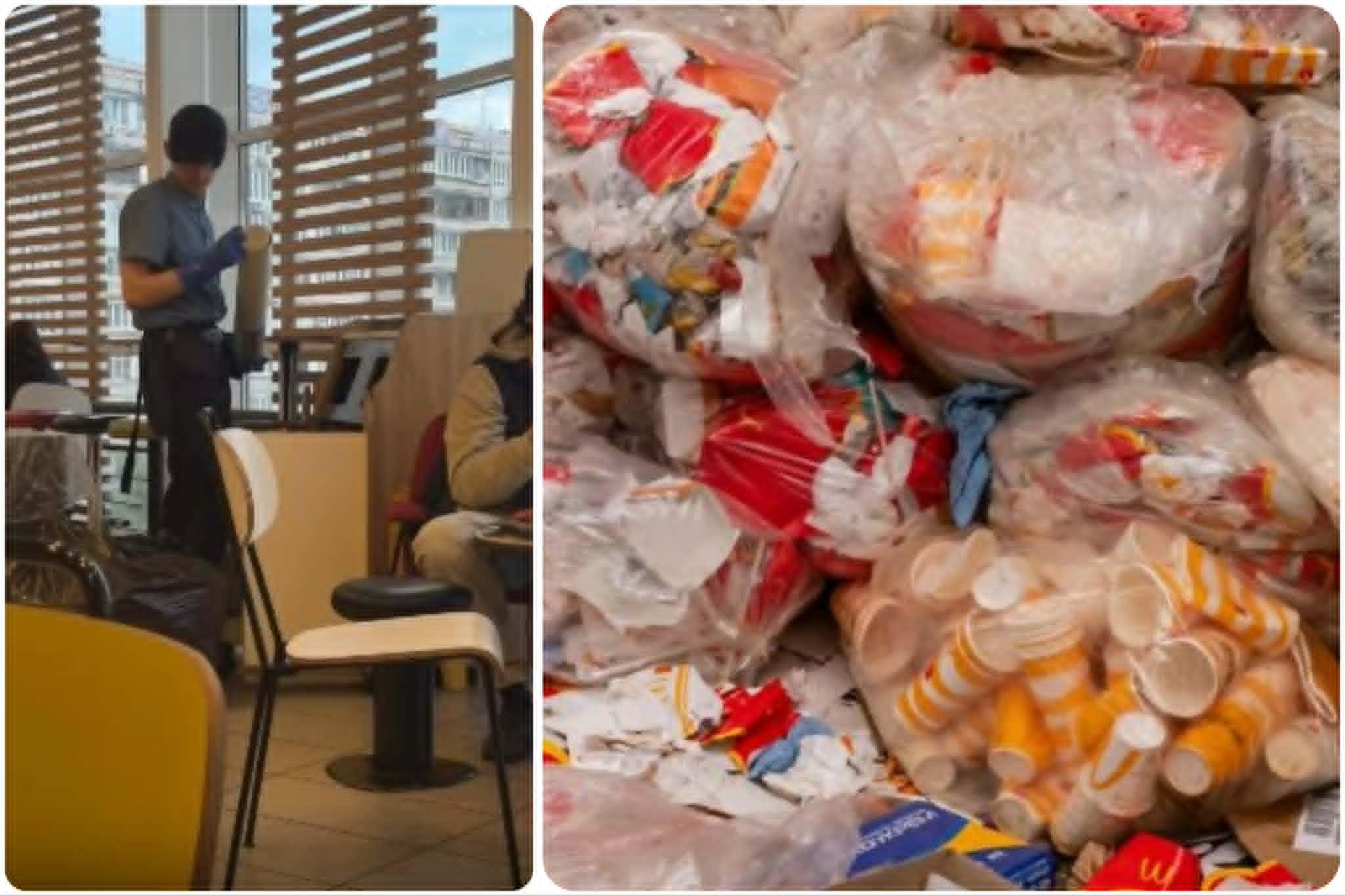 Відсортоване сміття до однієї торби – відвідувачка МакДональдз спіймала працівника “на гарячому”