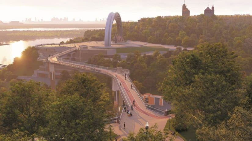 Пешеходный мост между парками «Крещатый» и «Владимирская горка» откроют к лету 2019 года