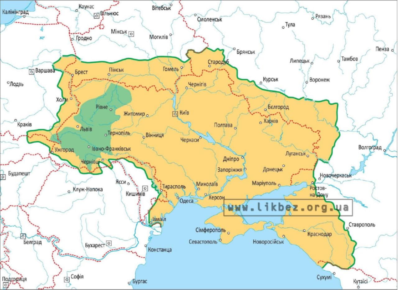 Украина на карте Европы