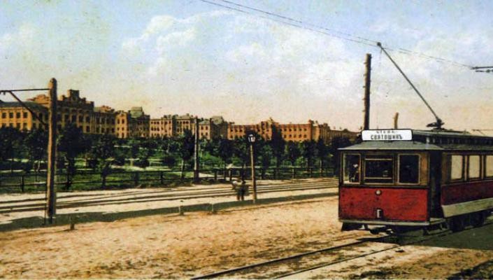 У Политеха было две пары трамвайных путей, «городского» и Святошинского трамвая