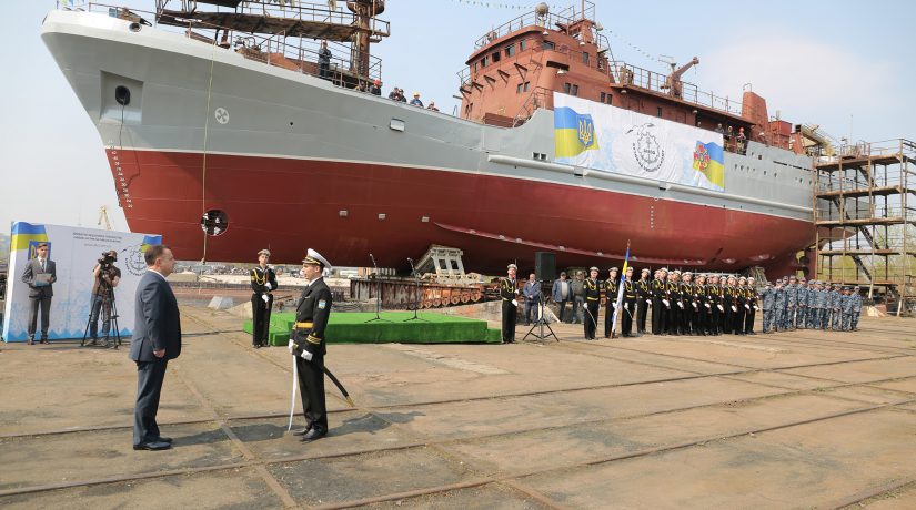 В Киеве спущен на воду первый средний разведывательный корабль