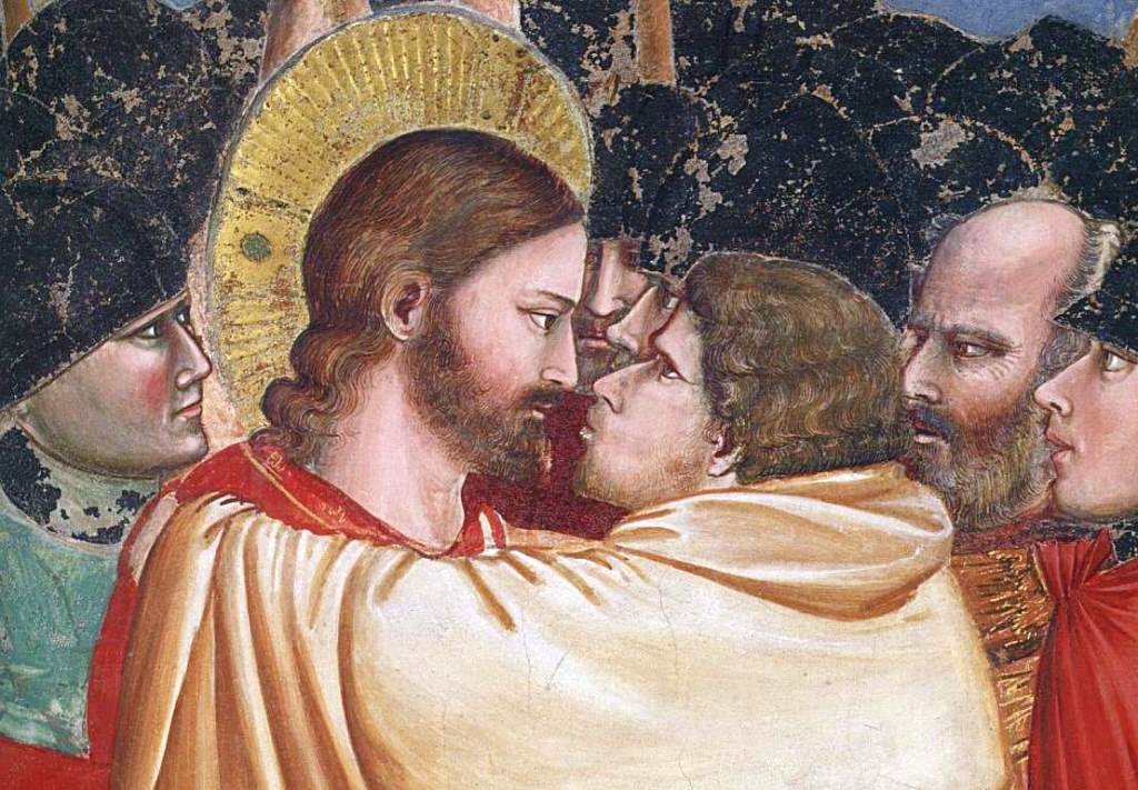 Поцелуй Иуды. 1303-1305 гг. Фрагмент фрески в Капелле Скровеньи в Падуе