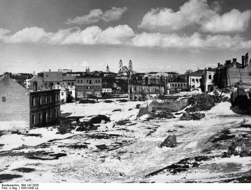 Минск после бомбардировок в июне 1941 года