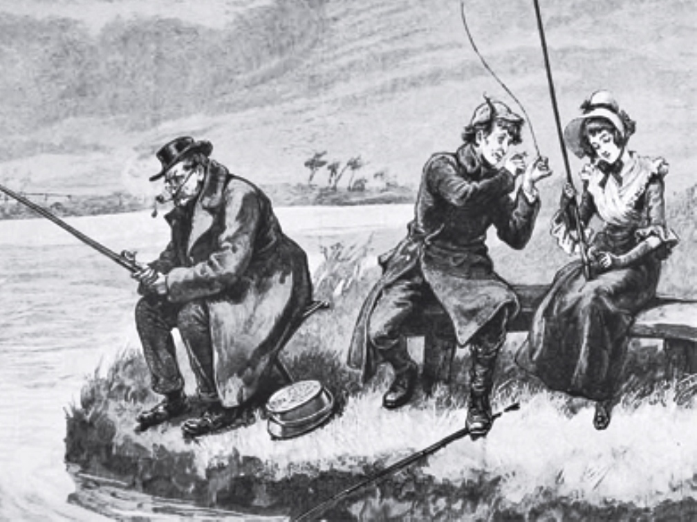 На рыбалке. Рисунок начала 20 века