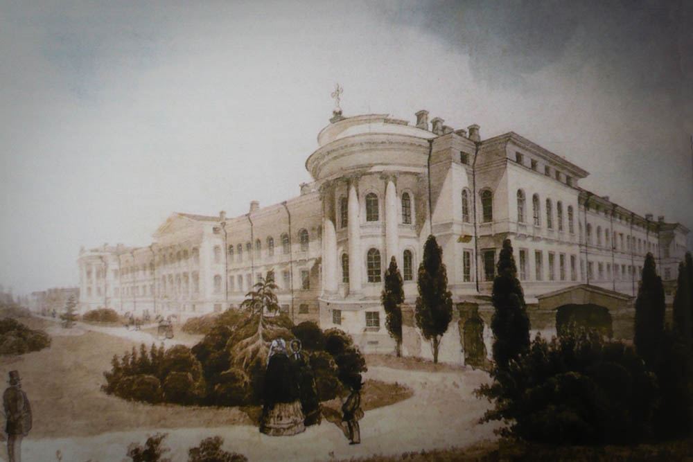 Киевский университет, акварель 1840-х годов, художник Михаил Сажин. 
