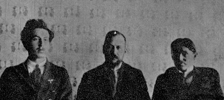 Творцы «украинской советской дипломатии». Слева направо: П. А. Зайцев, Х. Г. Раковский, Д. З. Мануильский