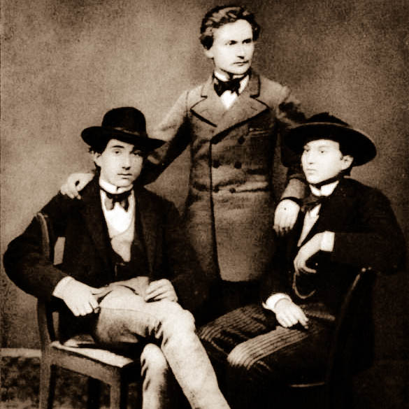 Подпись на сайт: Иван Франко с друзьями И. Погорецким и Я. Рошкевичем, 1875 год
