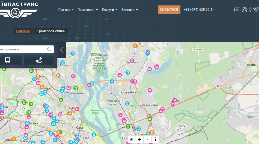 Онлайн-карта транспорта Киева от «Киевпастранса»