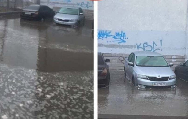 У Дарницькому районі масштабний прорив – автівки залило водою (ФОТО)