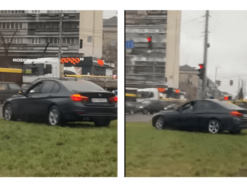 Неймовірно, але факт: покарання наздогнало водія, який проїхав через газон на Дарницькій площі