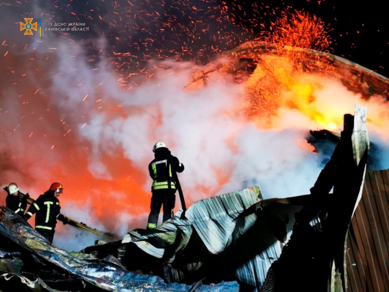 Рятувальники повідомили подробиці масштабної пожежі на пилорамі під Києвом (ФОТО)