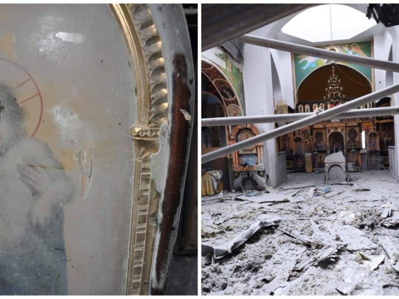 На Київщині окупанти розбомбили храм, осколок потрапив в ікону Христа Спасителя