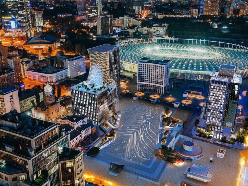Архітектори показали проєкт 21-поверхового бізнес-центру перед Олімпійським стадіоном