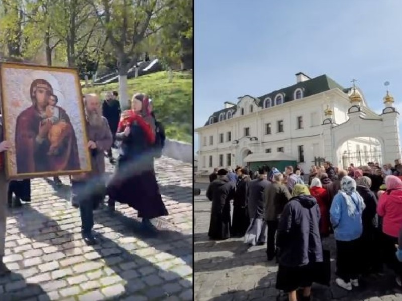 Віряни УПЦ влаштували в Києво-Печерській Лаврі “хресну ходу”, в якій обзивали представників Мінкульту та погрожували поліції