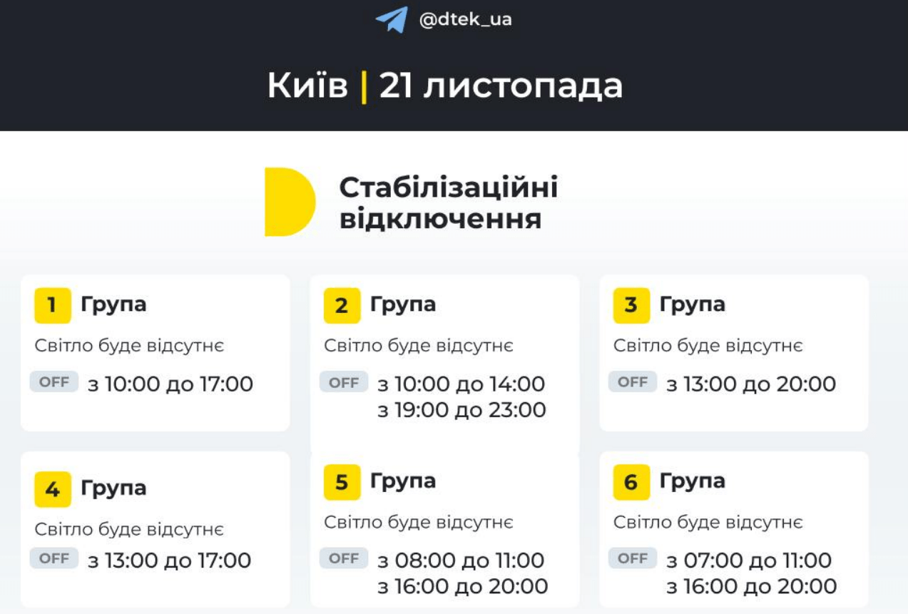 Через негоду у Києві та області змінили графіки відключень світла